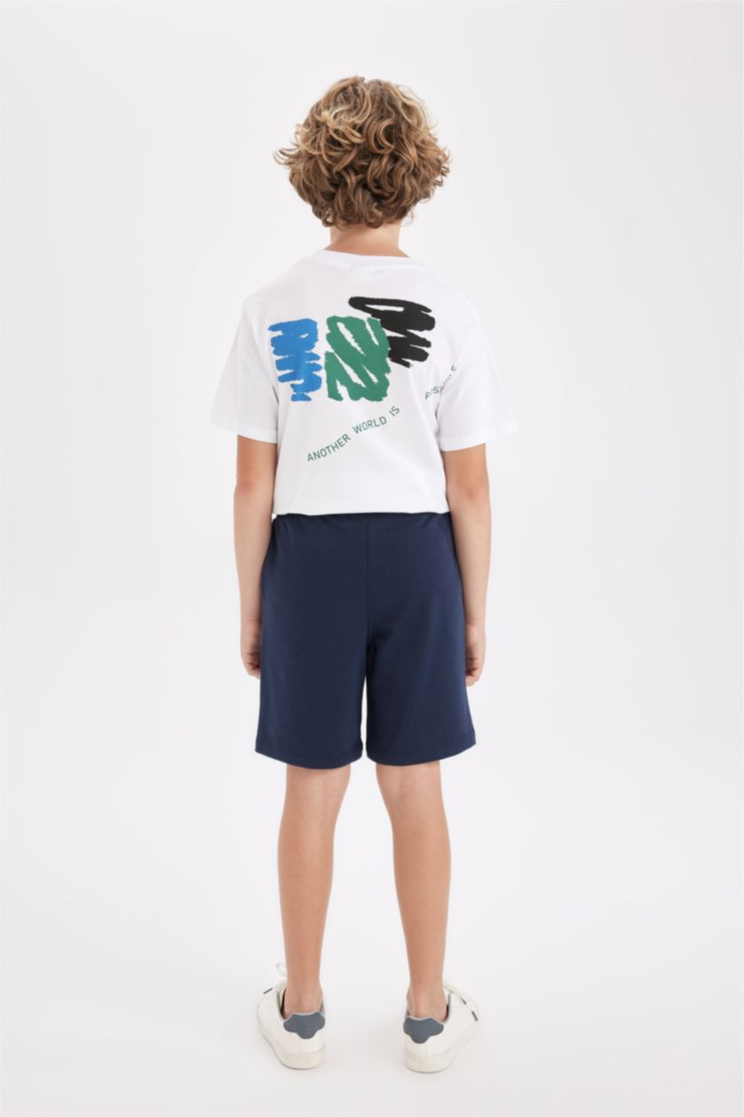 Erkek Çocuk - Genç Erkek Lacivert Erkek Çocuk Baskılı Şort