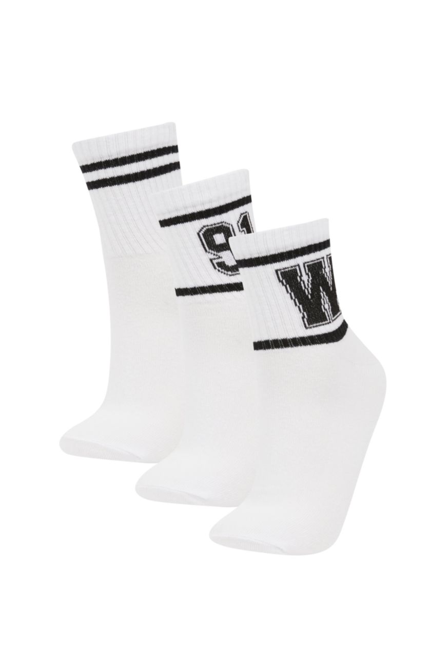 FEMME Blanc Chaussettes mi-hautes Coton