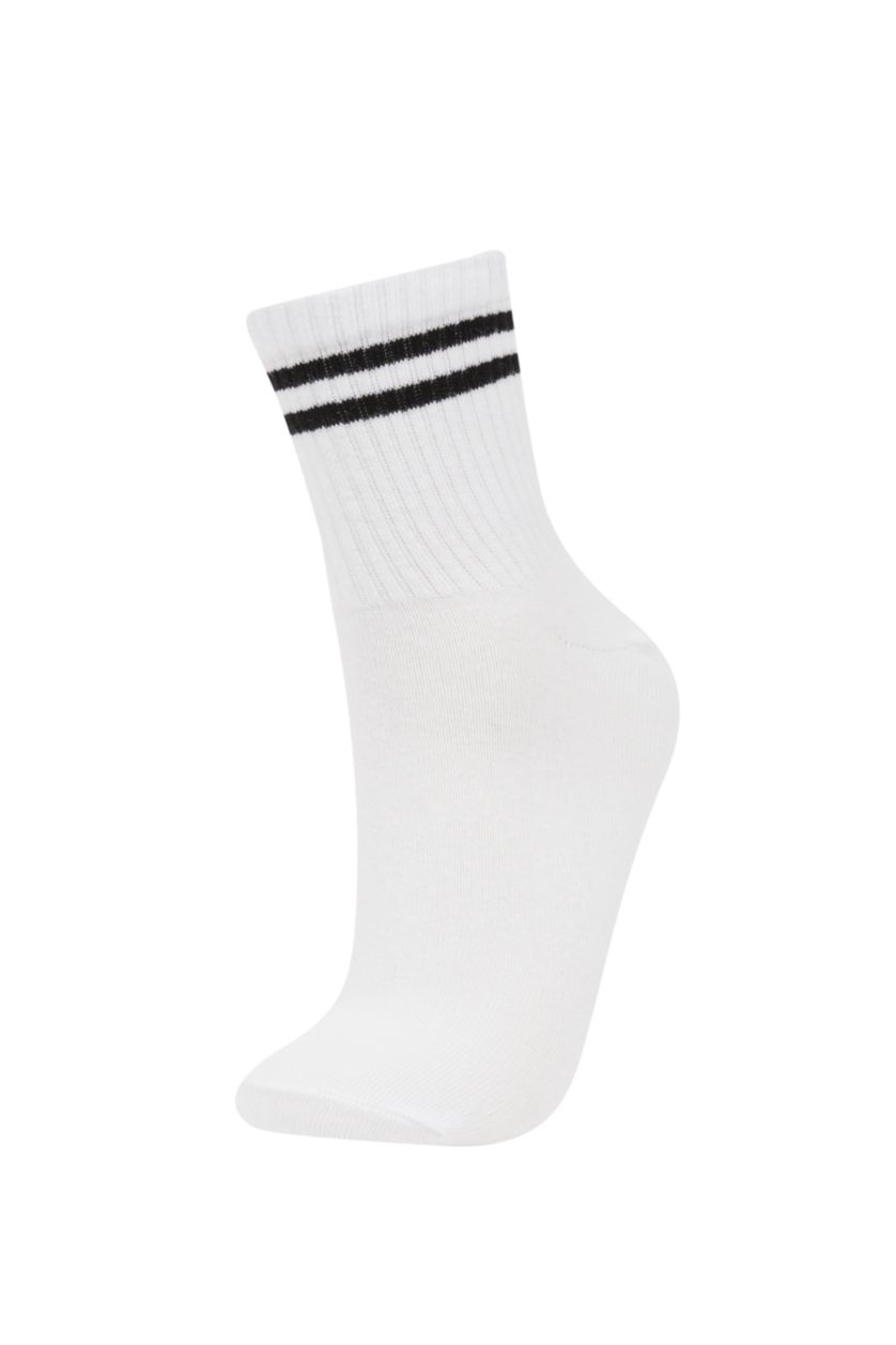 FEMME Blanc Chaussettes mi-hautes Coton