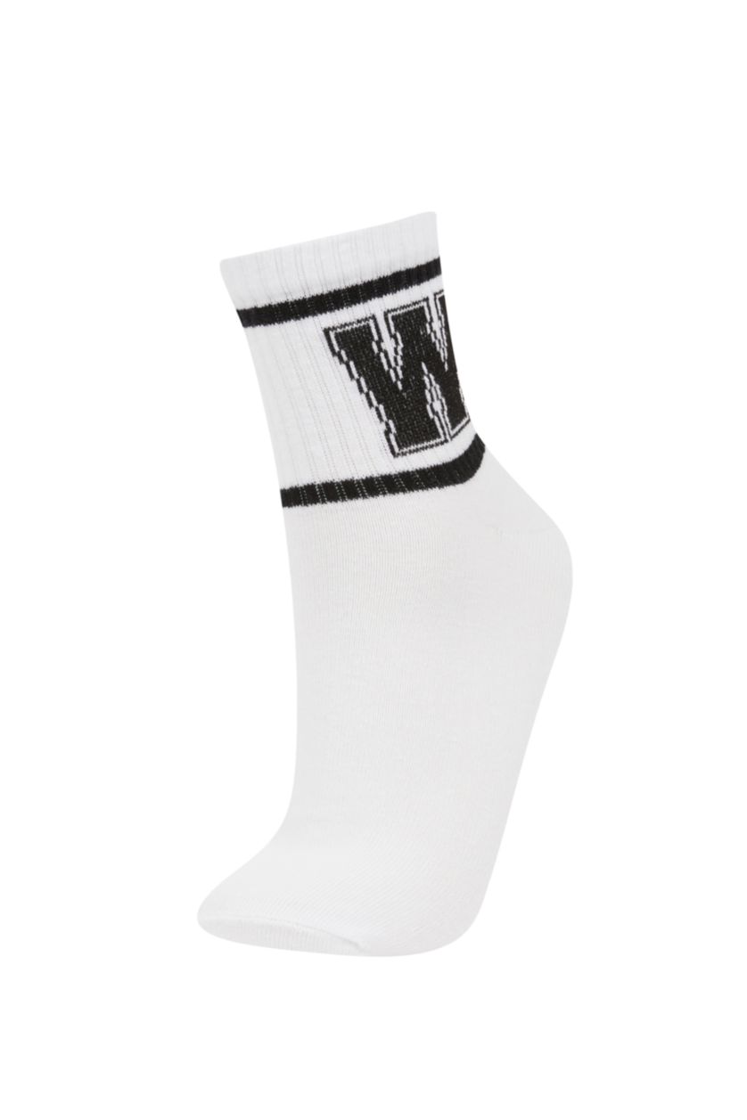 FEMME Blanc Chaussettes mi-hautes Coton