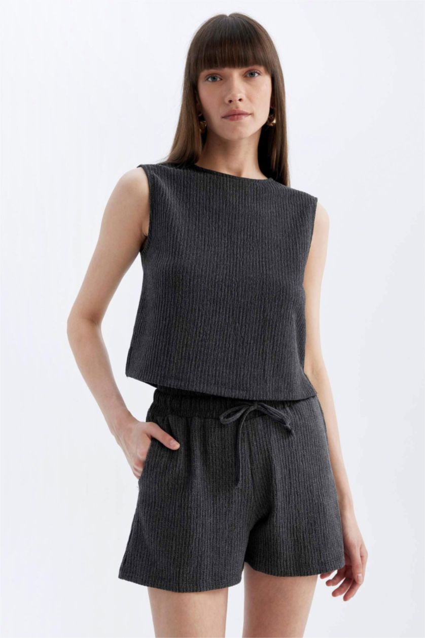 WOMAN Anthracite Regular Fit Normal Waist Regular Hem Shorts