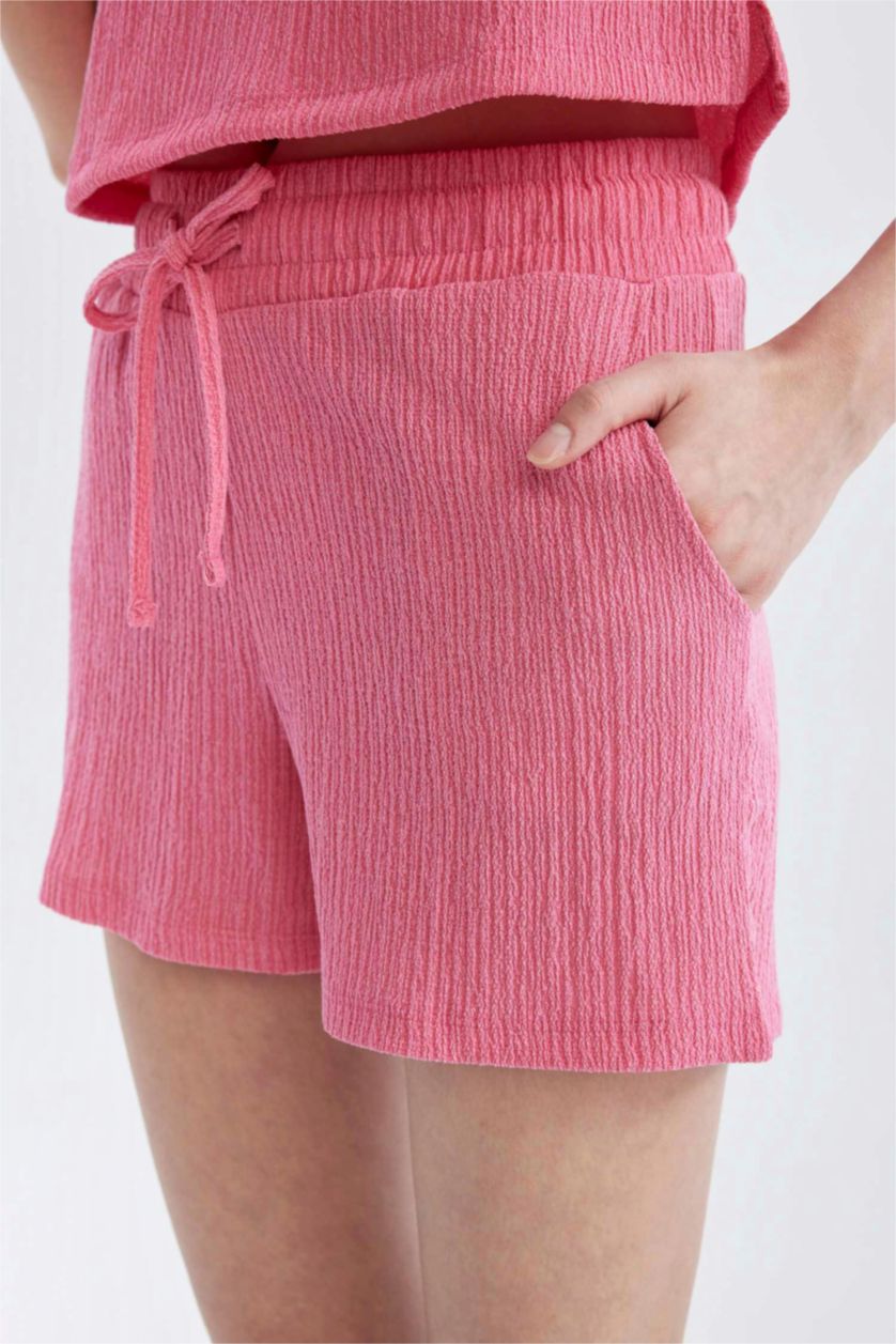 نساء زهري شورت كاجوال موسلين قصة عادية بخصر عادي