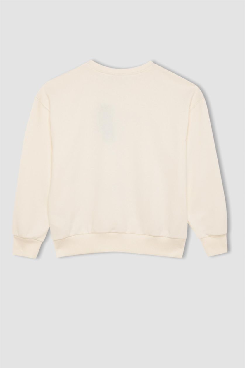 FILLES Écru Sweat-shirt Oversize imprimé Ours à Col rond pour Fille