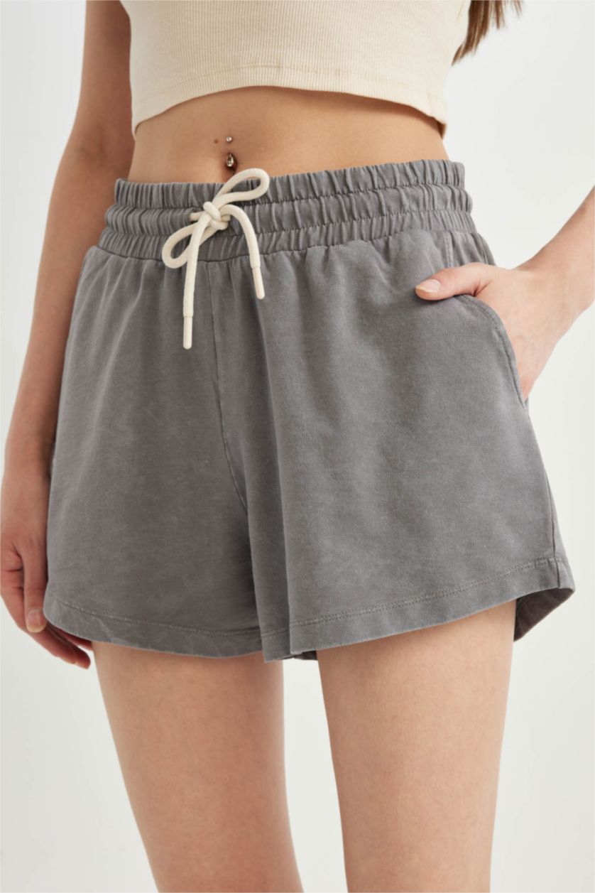 FEMME Gris Short Bermuda basique à Coupe Relax