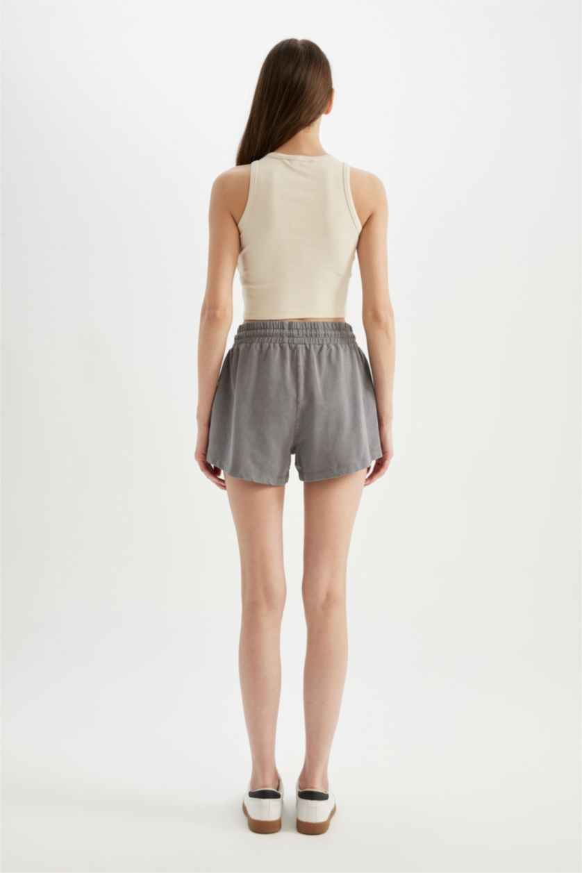 FEMME Gris Short Bermuda basique à Coupe Relax