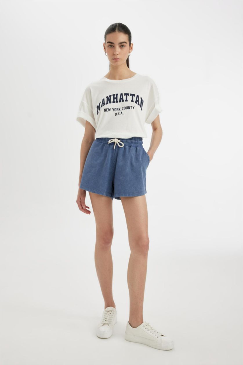 FEMME Indigo Short Bermuda basique à Coupe Relax