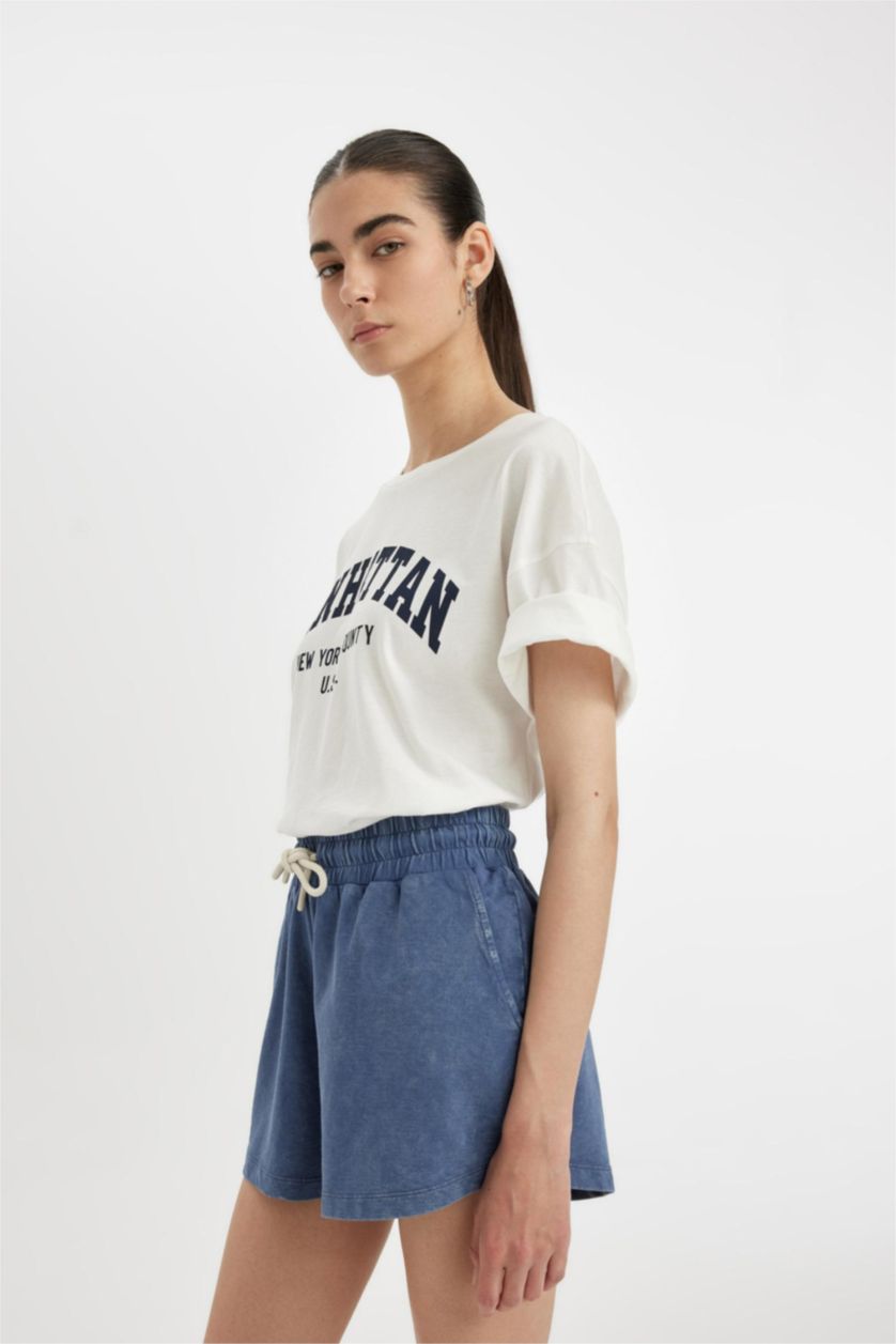 FEMME Indigo Short Bermuda basique à Coupe Relax