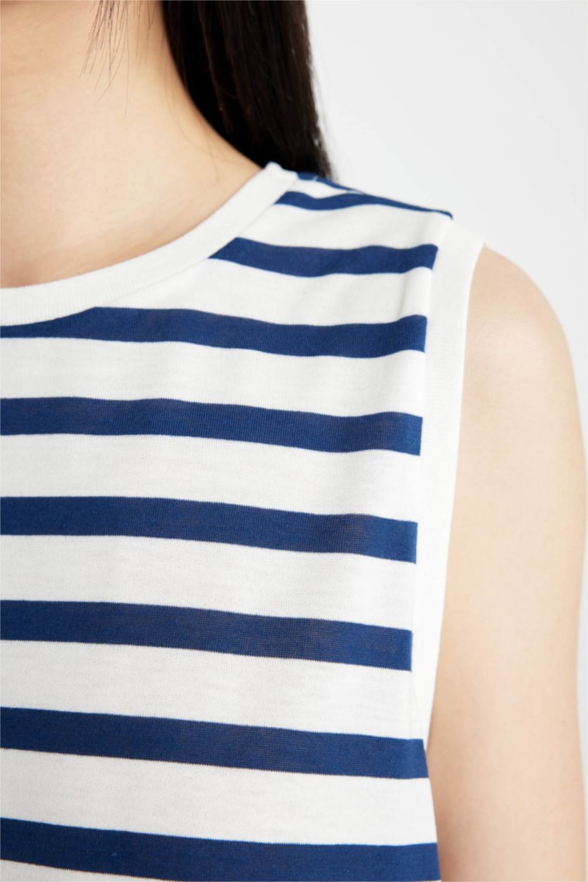 FEMME Indigo Débardeur en Jersey Rayé coupe régulière à Col Rond