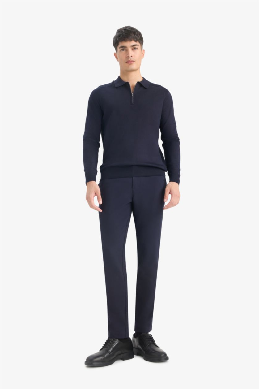 HOMME Marin Pull en maille à col polo Coupe standard