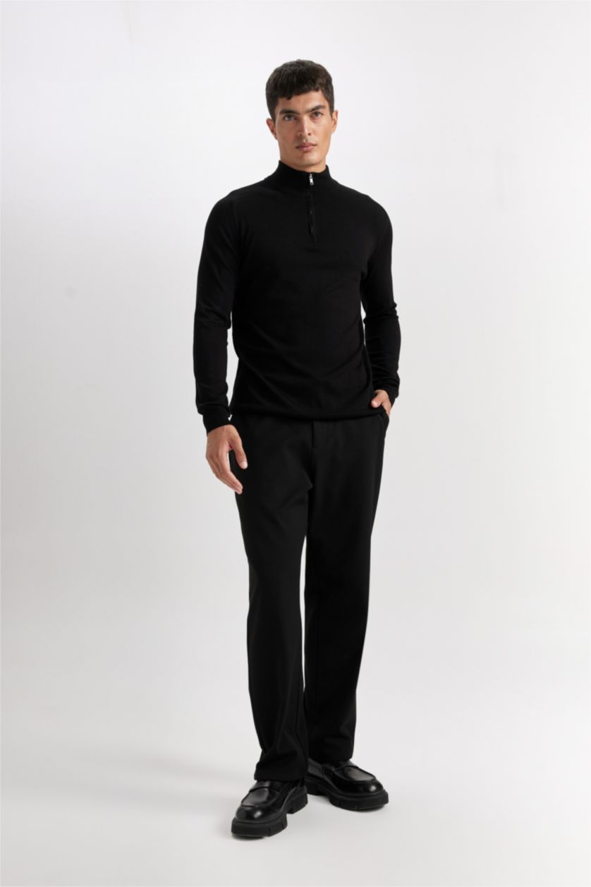 رجال أسود بلوفر تريكو قصة عادية