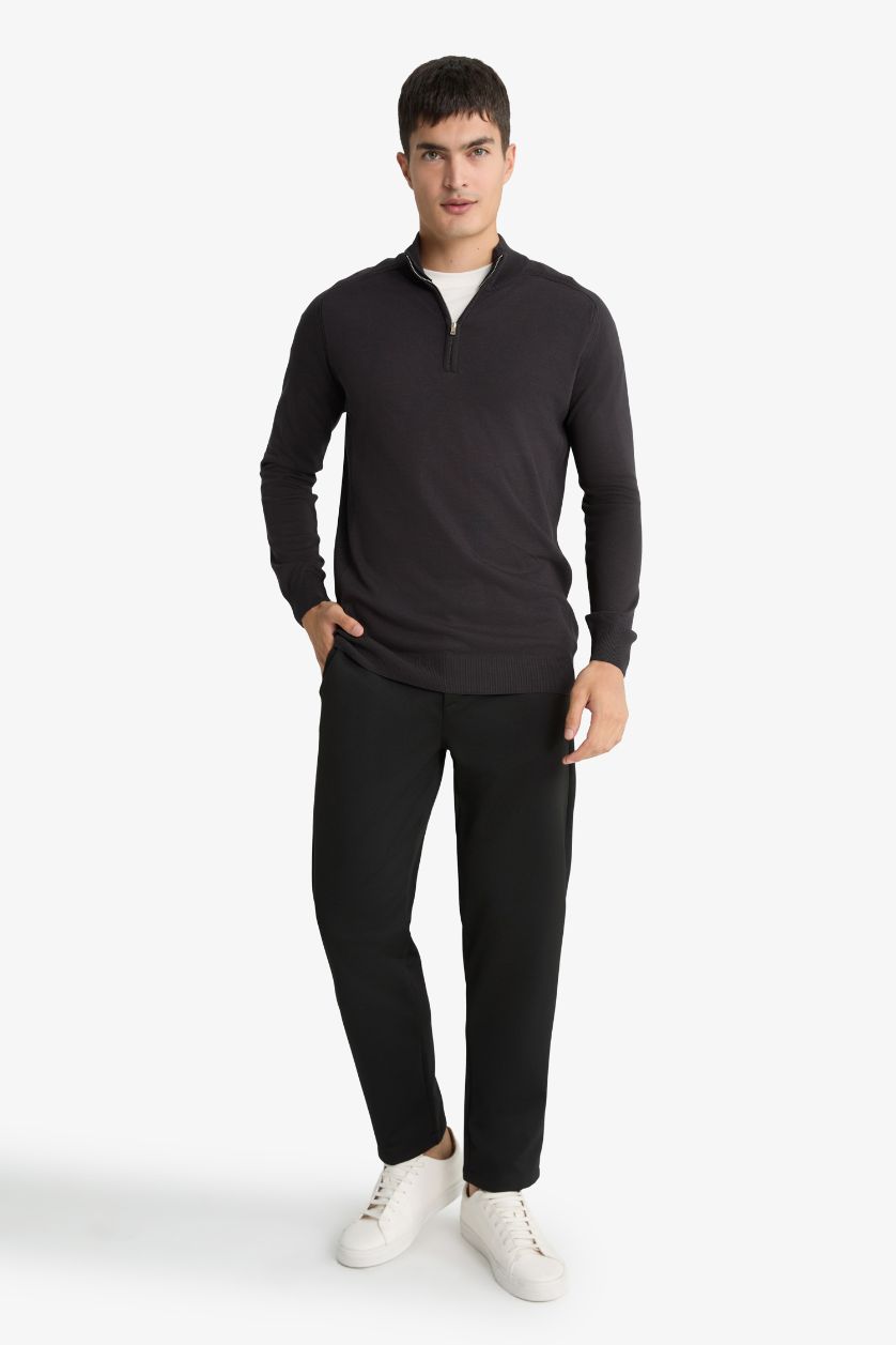HOMME Anthracite Pull à col montant demi-zip Coupe standard