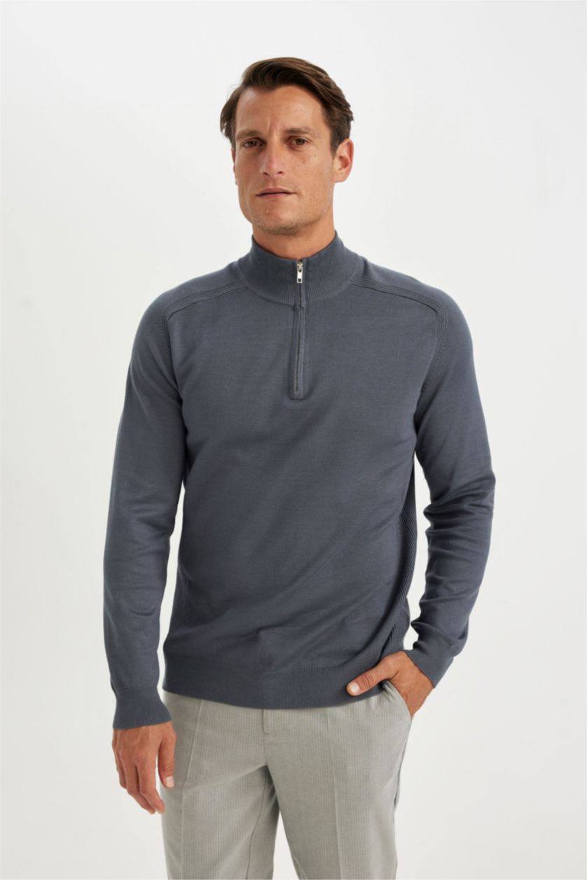 HOMME Bleu Pull tricot à coupe standard