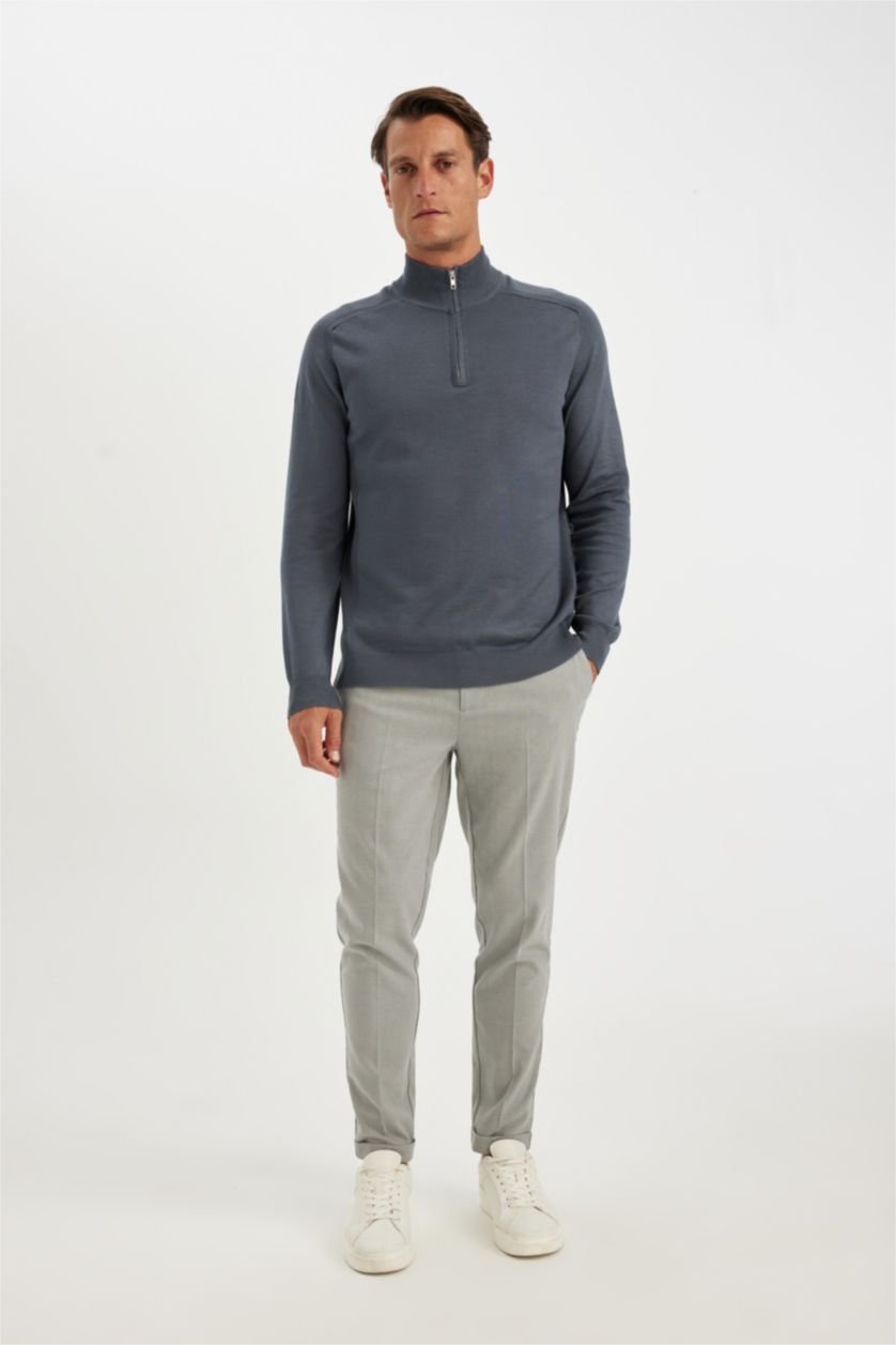 HOMME Bleu Pull tricot à coupe standard