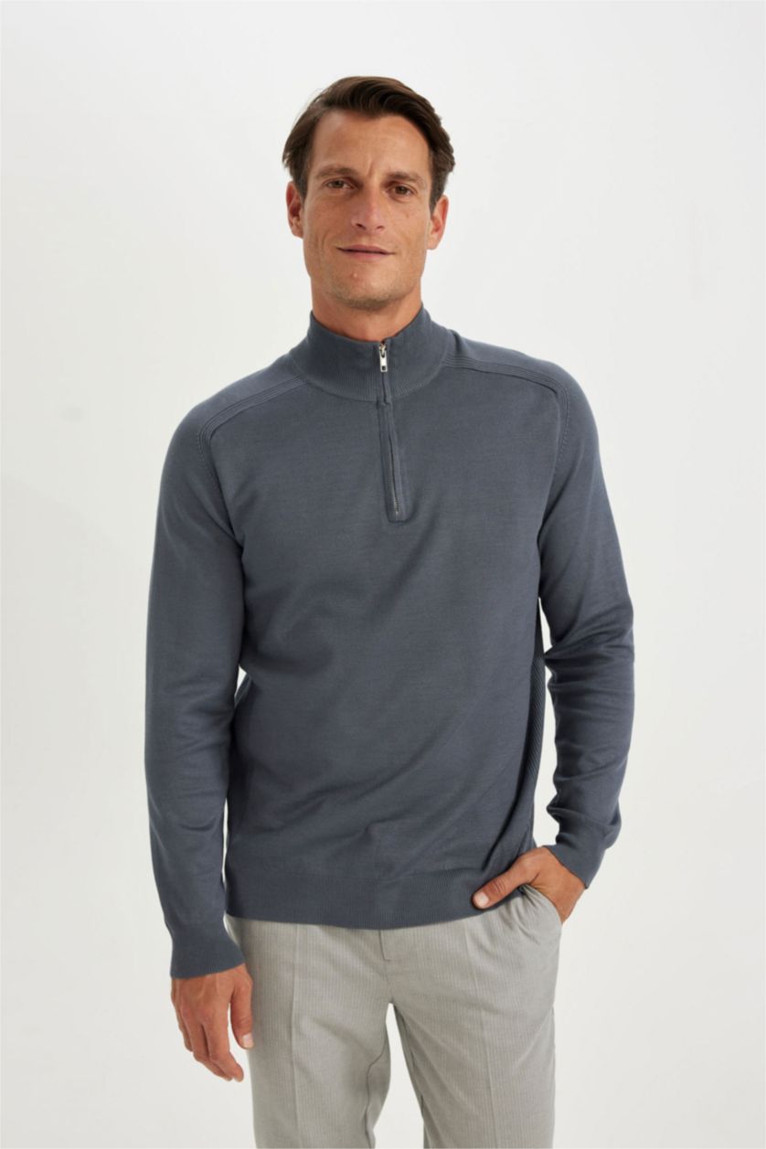 HOMME Bleu Pull tricot à coupe standard