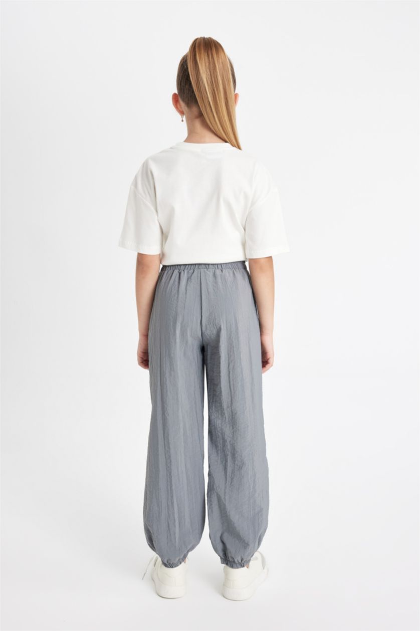 بنات رمادي بنطرون باراشوت جوجر بناتي