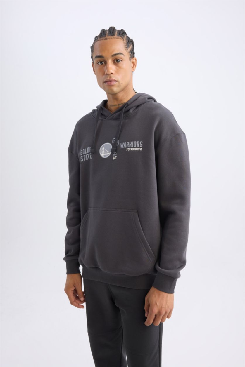 Erkek Antrasit Boxy Fıt Kalın Sweatshirt Kumaşı Sweatshirt
