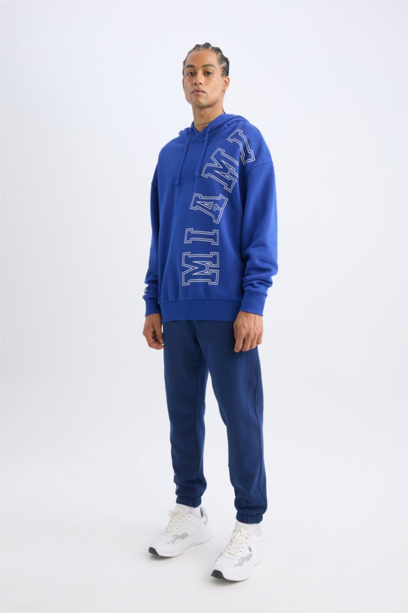 MAN Sax DeFactoFit NBA Miami Heat Oversize Fit Wide Fit Hooded Thick Sweatshirt