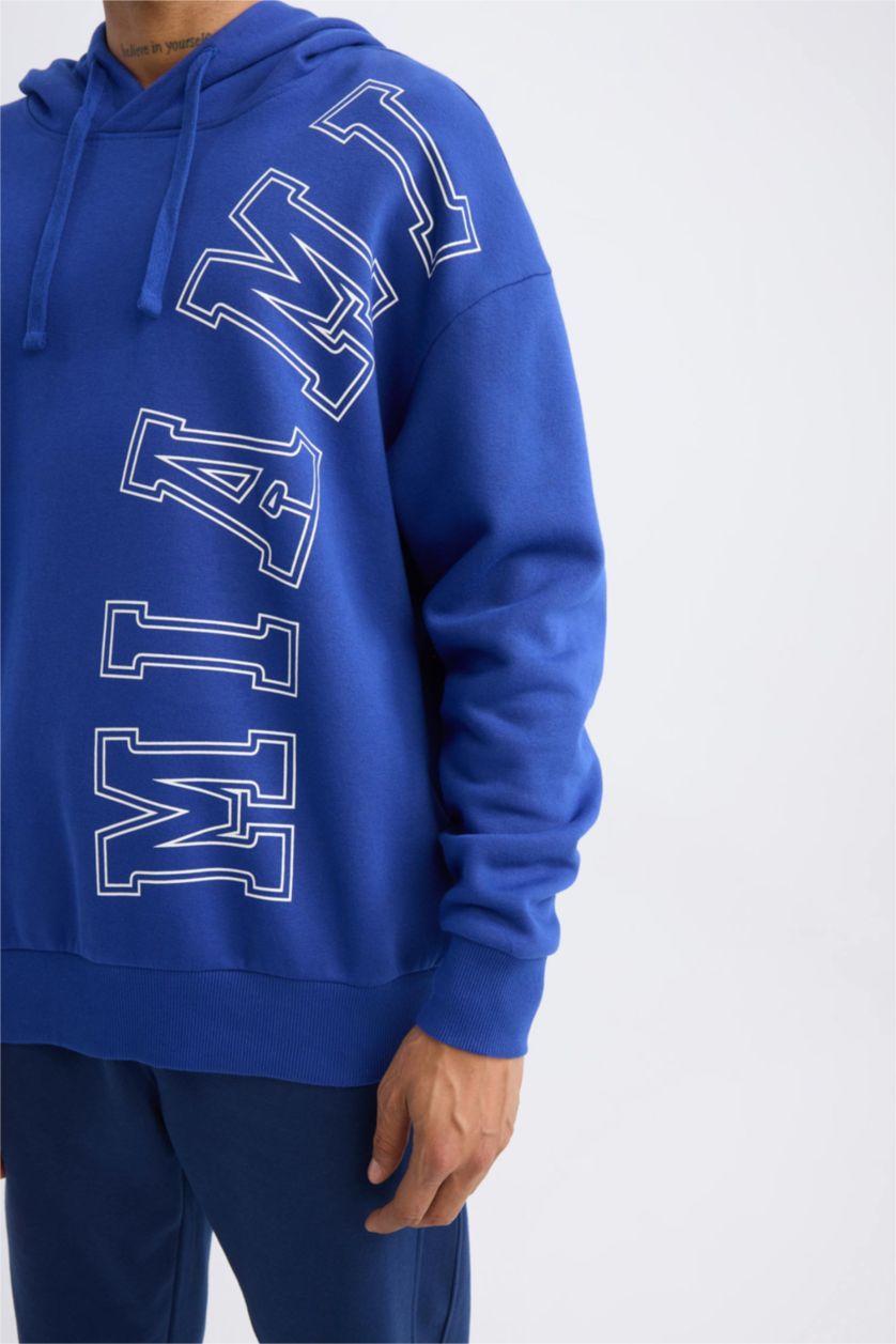 MAN Sax DeFactoFit NBA Miami Heat Oversize Fit Wide Fit Hooded Thick Sweatshirt