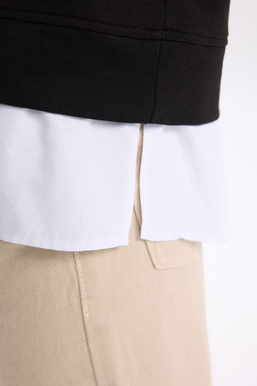 بناتي أسود سويت شيرت بناتي قصة مريحة