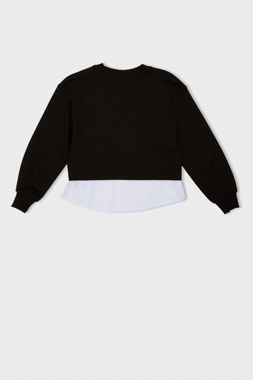 بناتي أسود سويت شيرت بناتي قصة مريحة