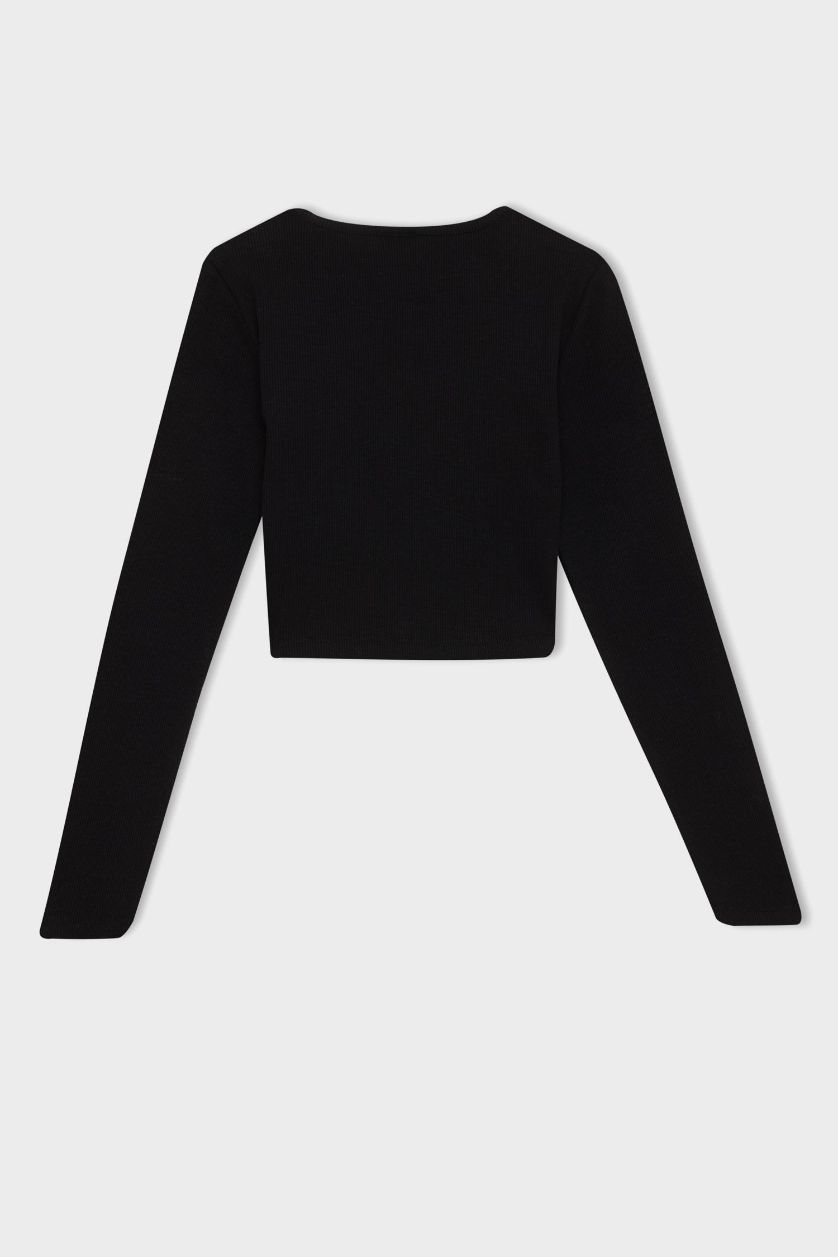 GIRLS & TEENS Black Girl Slim Fit Crew Neck Corduroy Camisole Black T-Shirt