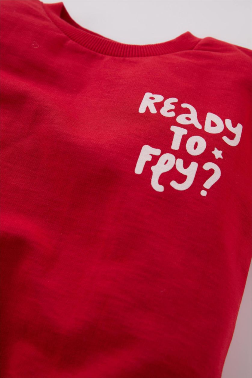 BABY BOY Red Baby Boy Crew Neck Printed Soft Furry Sweatshirt