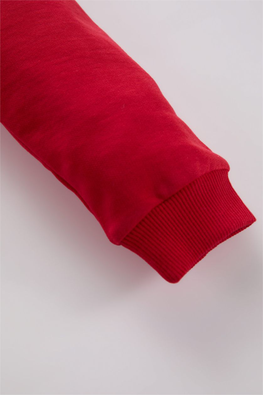 BABY BOY Red Baby Boy Crew Neck Printed Soft Furry Sweatshirt