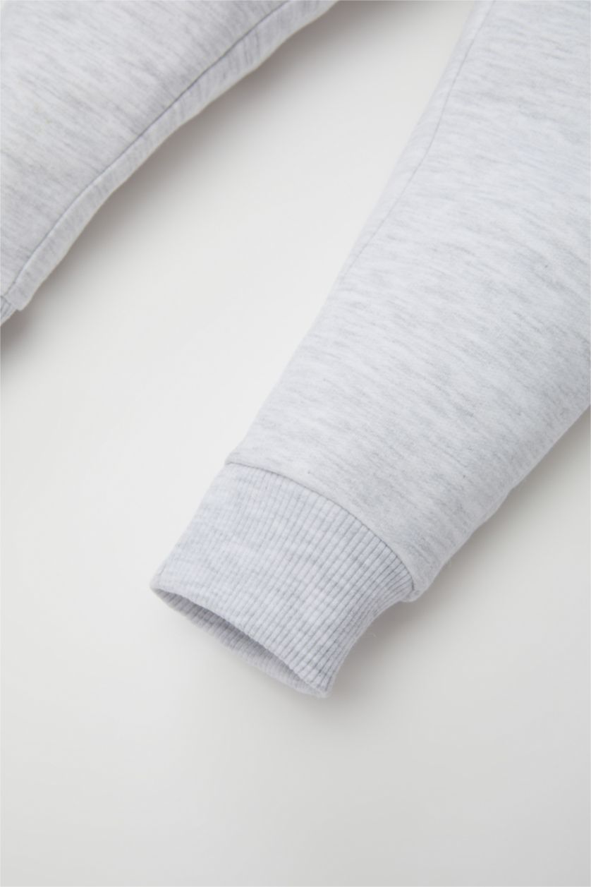 Erkek Bebek Açık Gri Erkek Bebek Beli Paçası Lastikli Baskılı Eşofman Altı