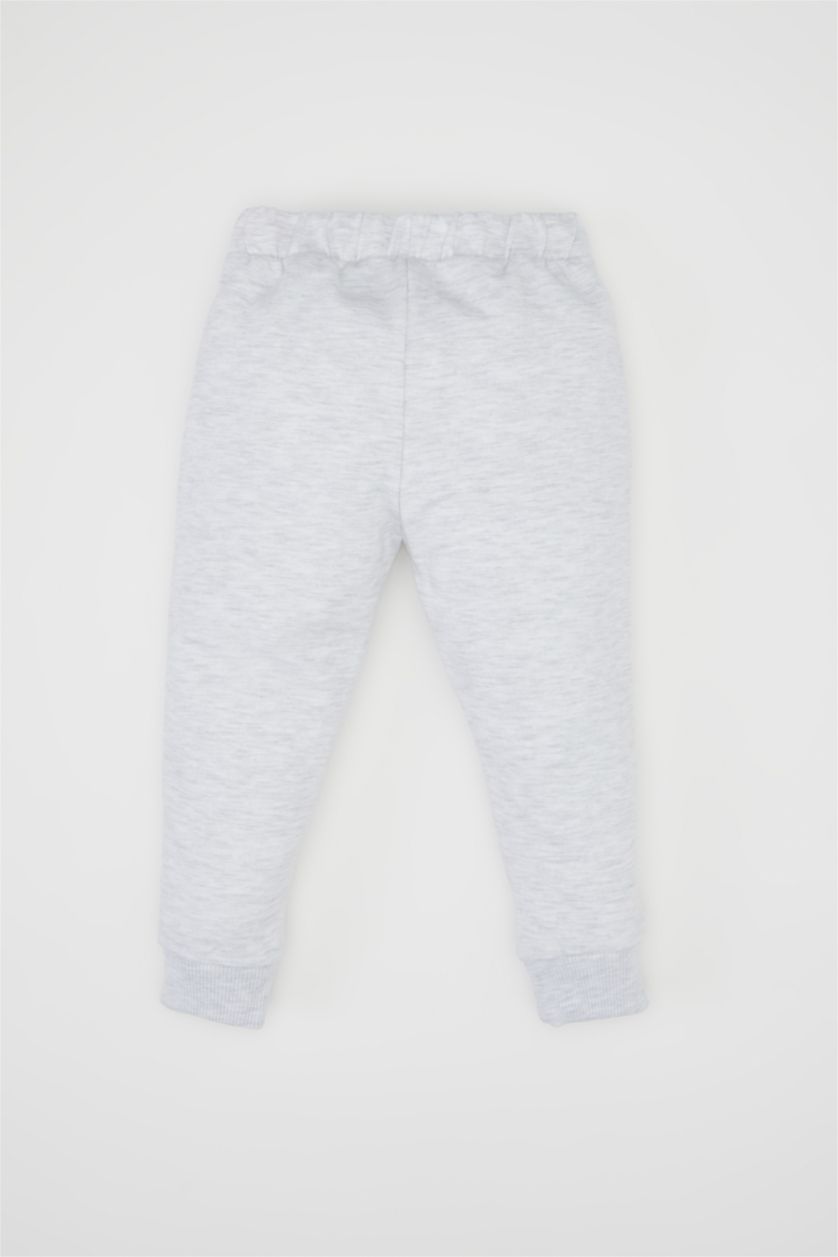 Erkek Bebek Açık Gri Erkek Bebek Beli Paçası Lastikli Baskılı Eşofman Altı