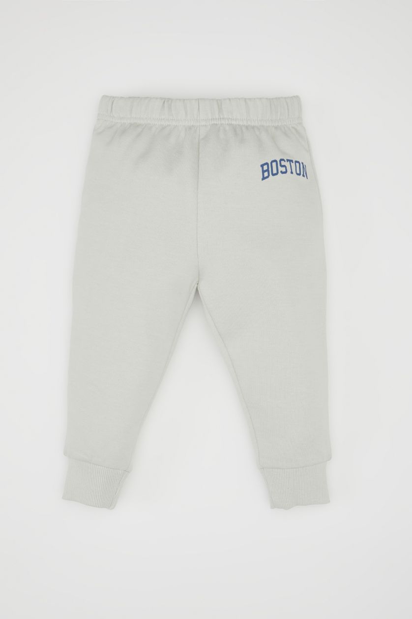 Baby Boy Light Grey Baby Boy Printed Crew Neck Sweatshirt Sweatpants 2 Piece Set