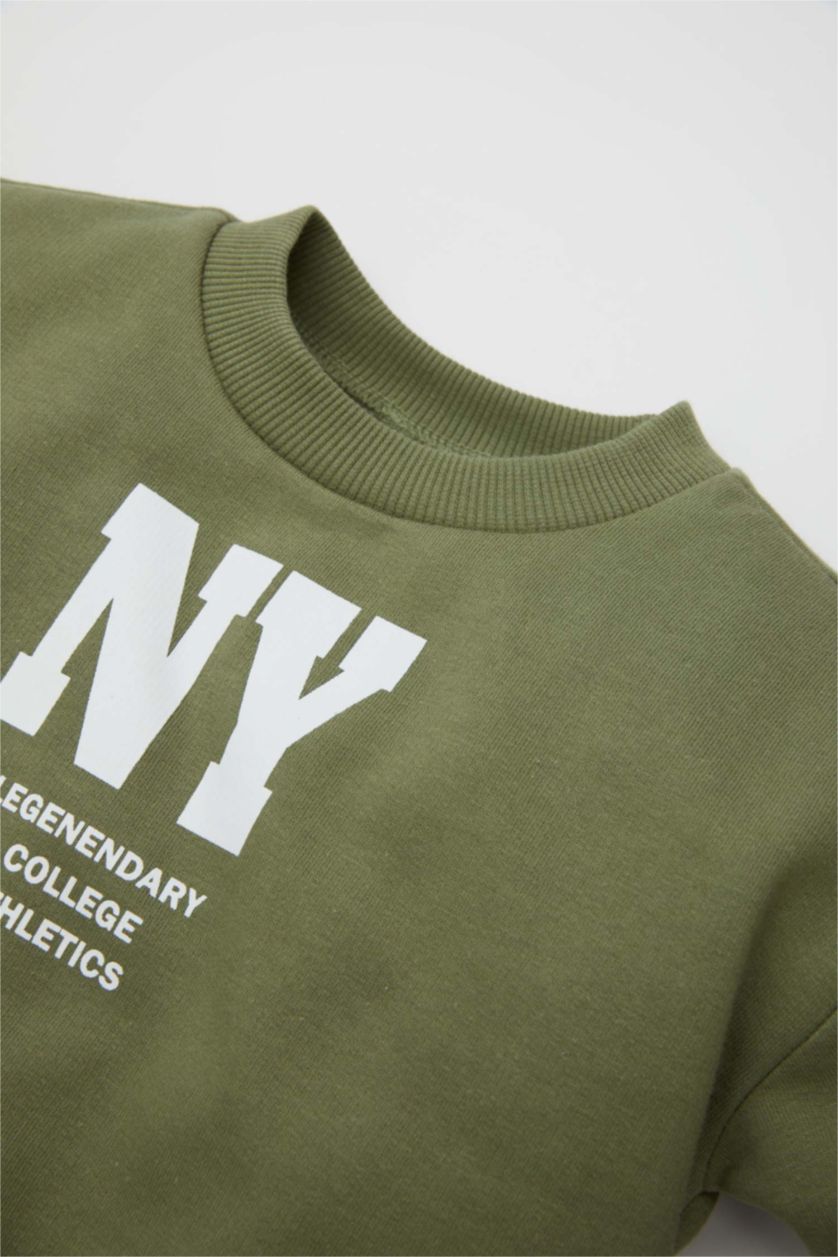 طفل صغير كاكي طقم بيبي اولادي سويت شيرت وسويت بانتس - قطعتين