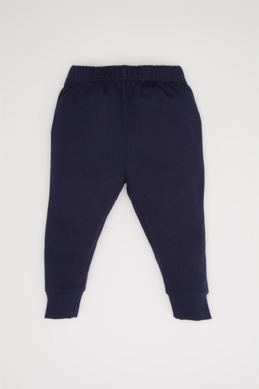 Erkek Bebek Lacivert Erkek Bebek 2'li Takım Baskılı Sweatshirt Jogger Eşofman Altı