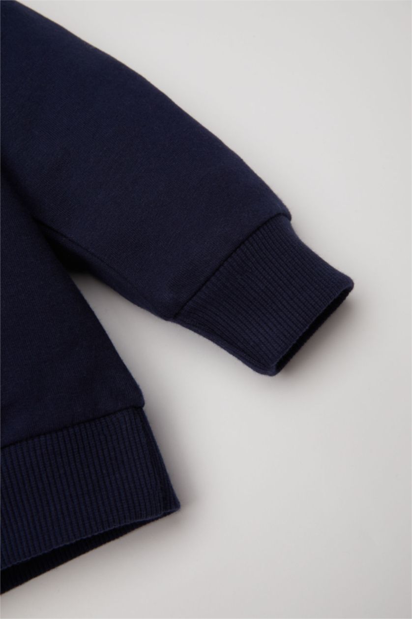 Erkek Bebek Lacivert Erkek Bebek 2'li Takım Baskılı Sweatshirt Jogger Eşofman Altı