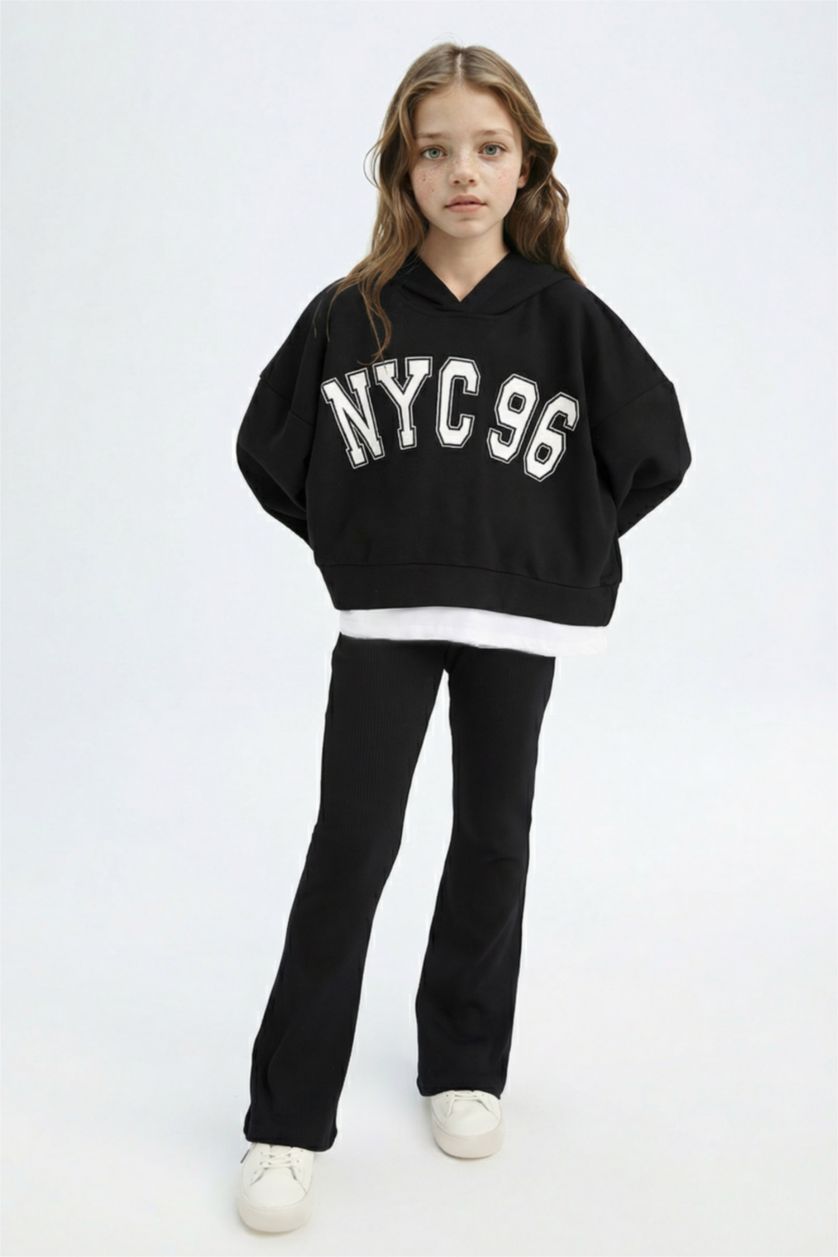 Girls & Teens Black Girl Printed Hooded Sweatshirt Leggings 2 Piece Set