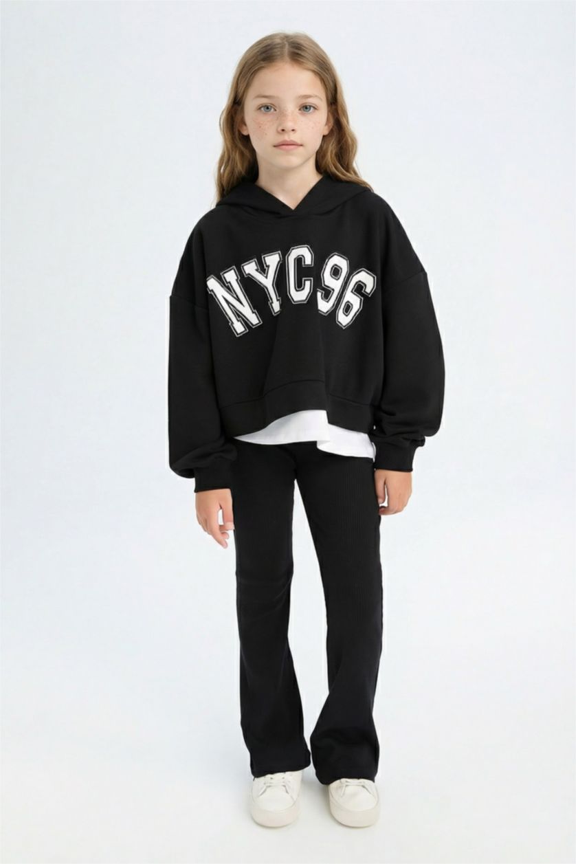 Girls & Teens Black Girl Printed Hooded Sweatshirt Leggings 2 Piece Set