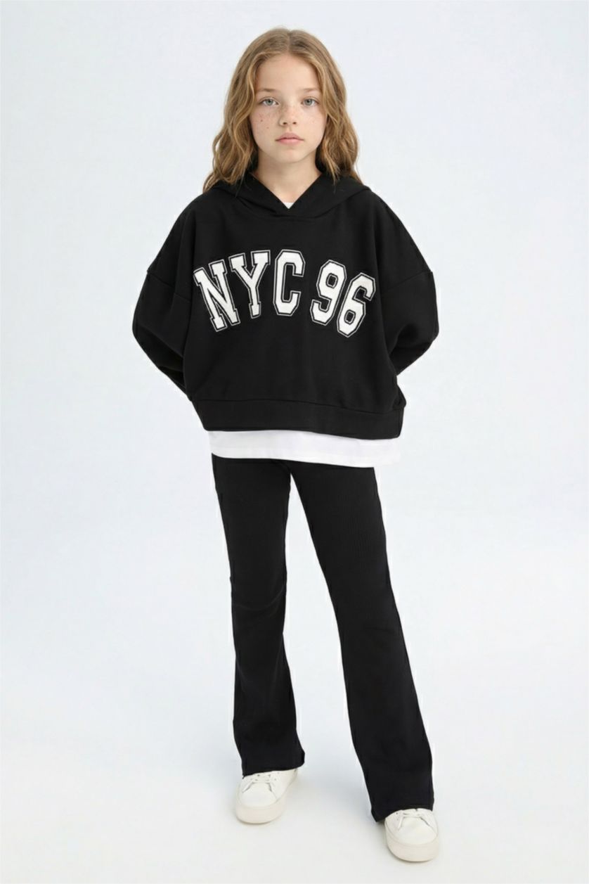 Girls & Teens Black Girl Printed Hooded Sweatshirt Leggings 2 Piece Set