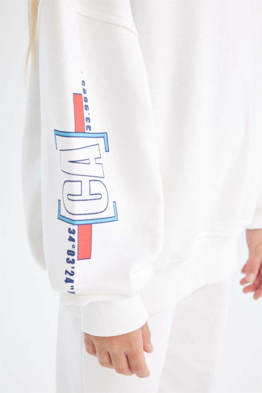 GIRLS & TEENS White Girl Printed Sweatshirt Sweatpants 2 Piece Set