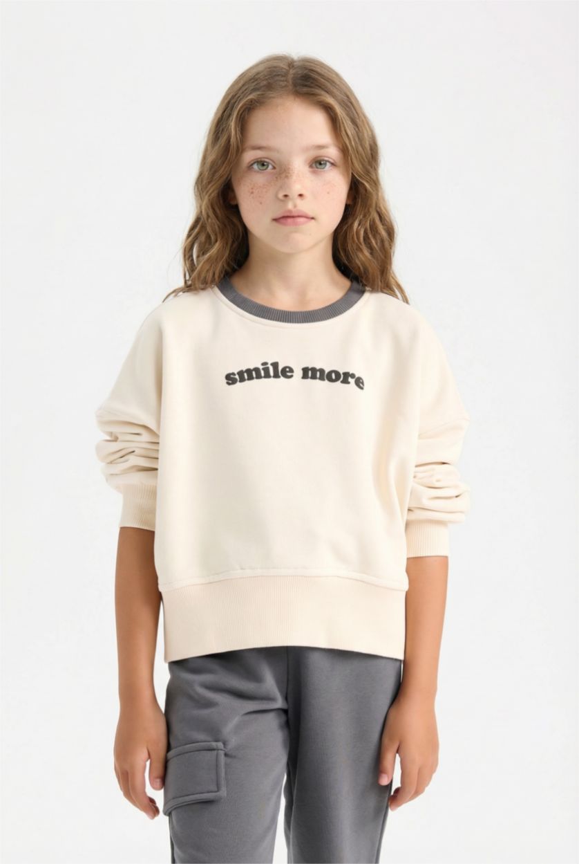 بناتي بيج فاتح طقم بناتي سويت شيرت وسويت بانتس - قطعتين