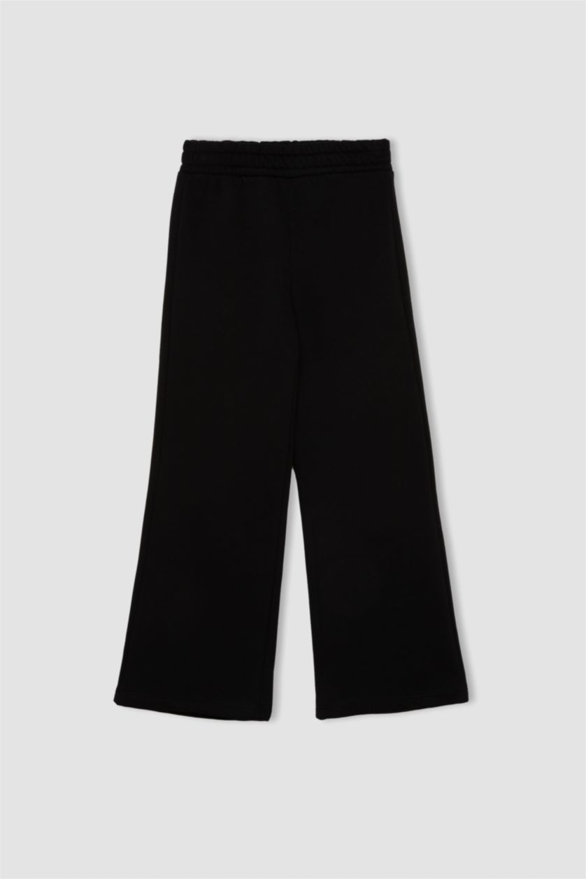 Kız Çocuk - Genç Kız Siyah Kız Çocuk 2'li Takım Baskılı Kolej Yaka Bomber Ceket Geniş Paça Eşofman Altı