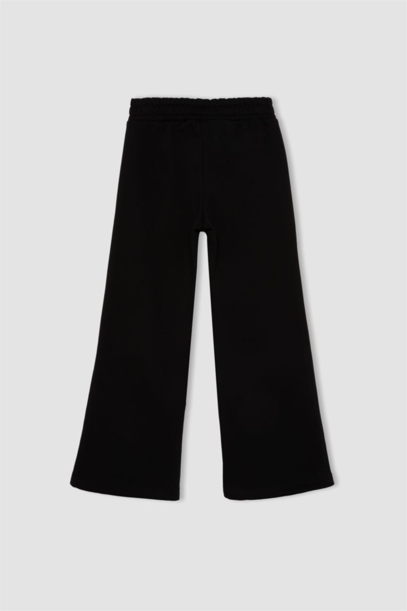 Kız Çocuk - Genç Kız Siyah Kız Çocuk 2'li Takım Baskılı Kolej Yaka Bomber Ceket Geniş Paça Eşofman Altı