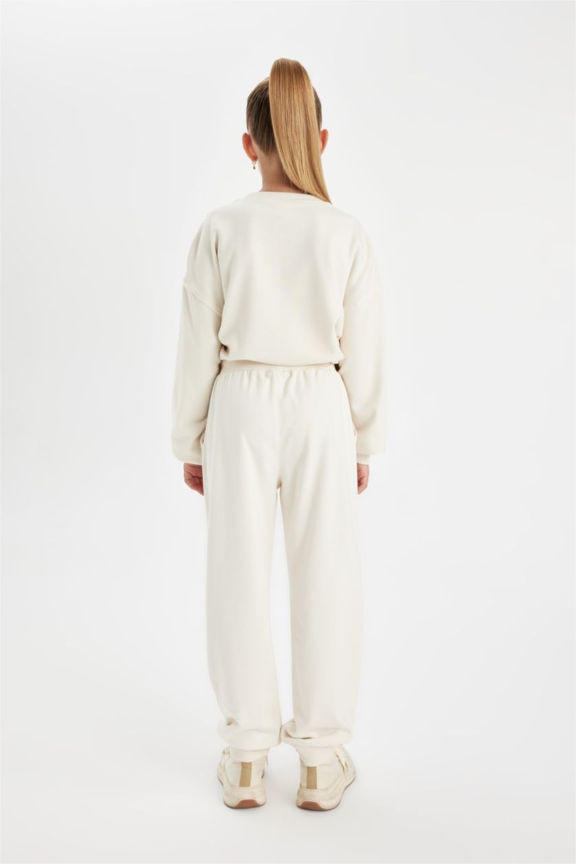 FILLES Écru Jogging basique avec poches et taille élastqiue pour Fille