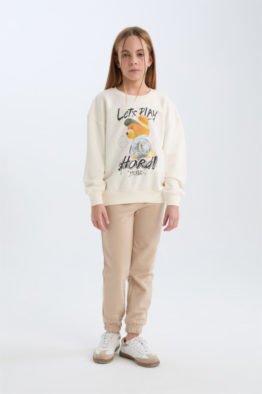 GIRLS & TEENS Beige Girl Elastic Waist Jogger Sweatpants
