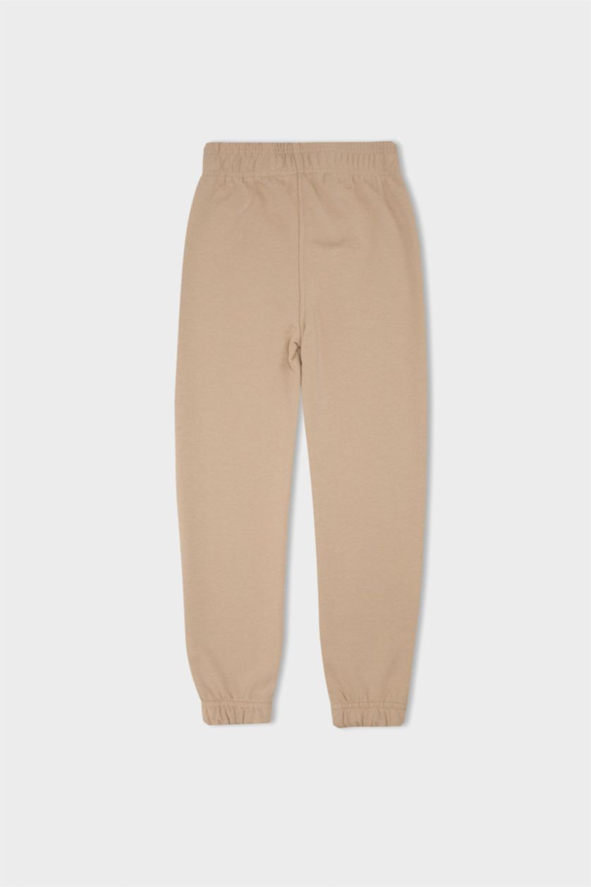 بناتي بيج بنطلون سويت بانتس بناتي جوجر برجل مطاطي بيج