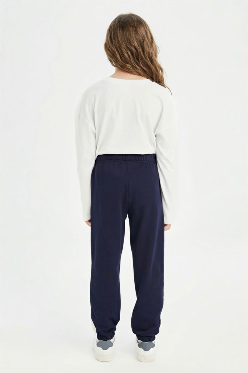 بناتي كحلي بنطلون سويت بانتس بناتي جوجر مطبوع على الجانب