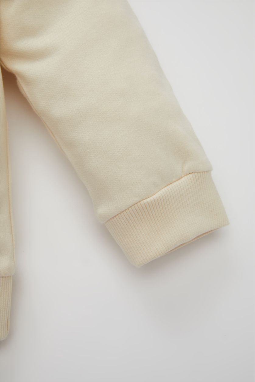 Kız Bebek Kum Kız Bebek Bisiklet Yaka Yazı Baskılı Sweatshirt