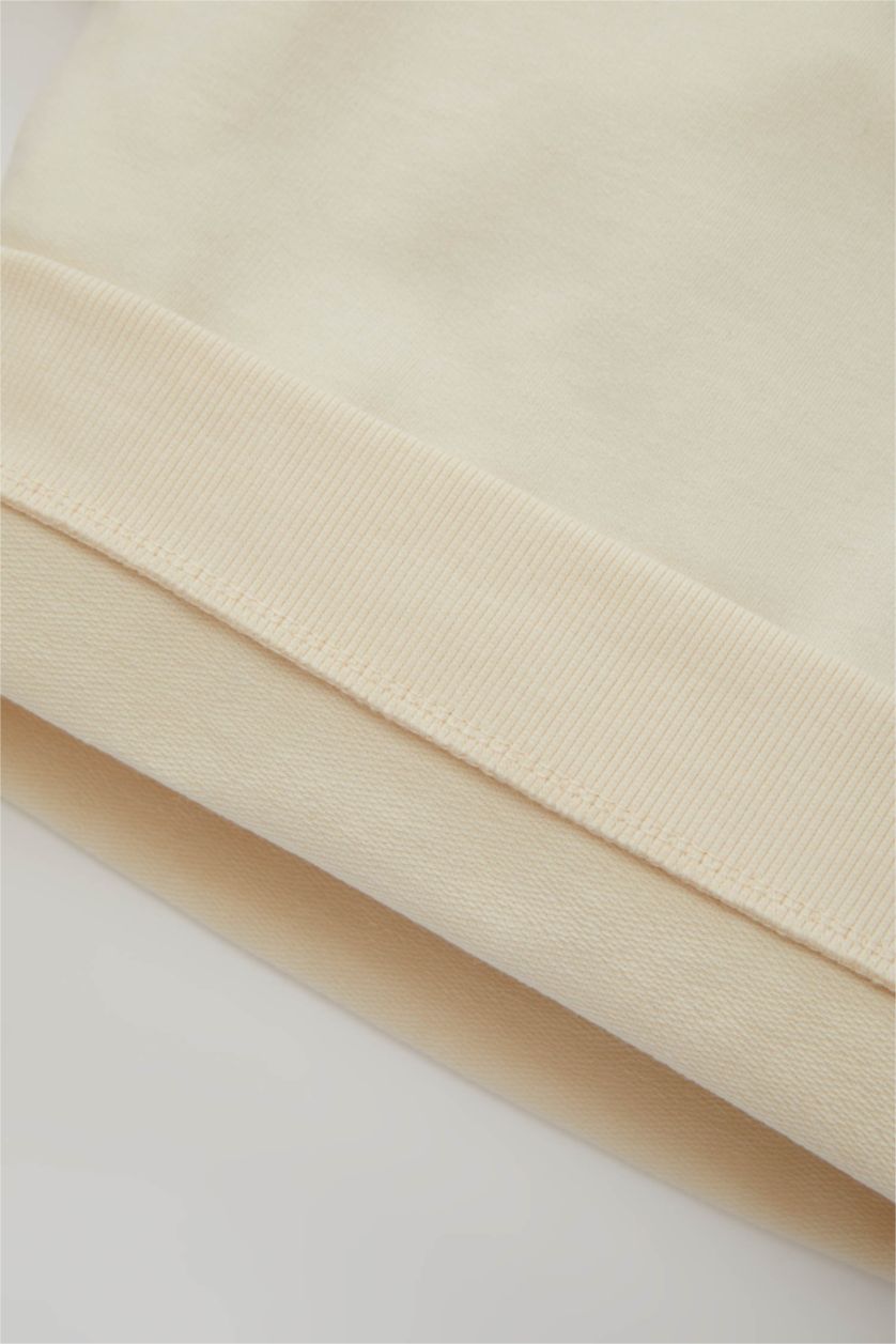 Kız Bebek Kum Kız Bebek Bisiklet Yaka Yazı Baskılı Sweatshirt