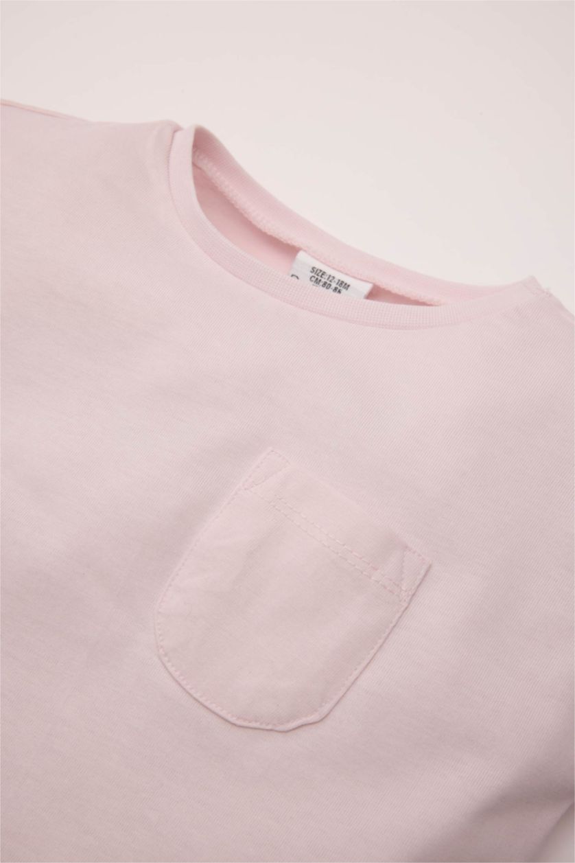 BABY GIRL Light Pink Baby Girl Regular Fit Crew Neck Basic T-Shirt
