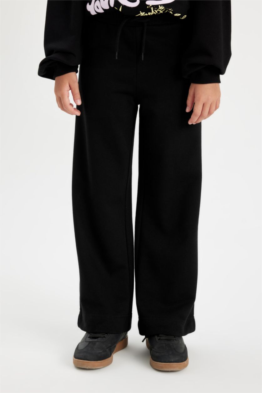 GIRLS & TEENS Black Girl Black Wide Leg Basic Sweatpants
