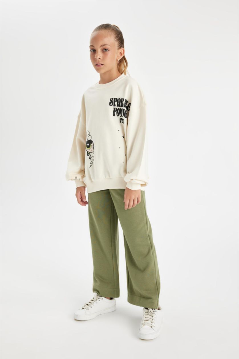 GIRLS & TEENS Khaki Girl Wide Leg Basic Sweatpants