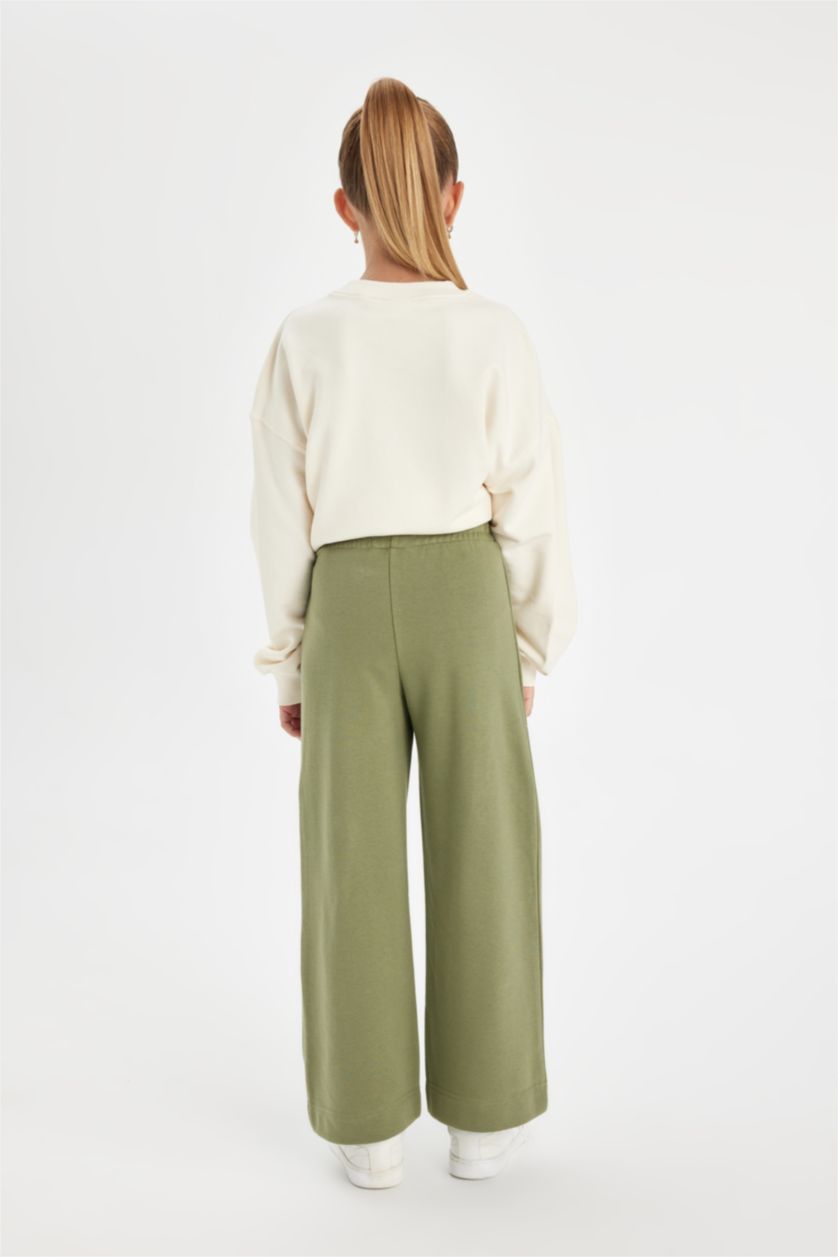 GIRLS & TEENS Khaki Girl Wide Leg Basic Sweatpants